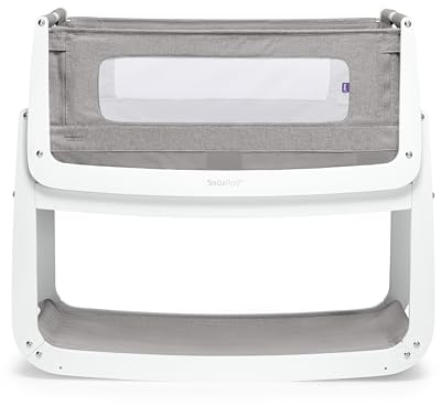 SnuzPod 4 Bedside Crib - Rocking Next to Me Crib with Lift off Bassinet, Lightweight Portable Baby Bed, Cot with Zip-Down Wall, 3D Breathable Mattress, 6 Height Settings and Comfort Incline Mode, Dusk