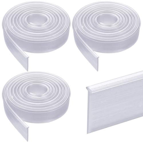 Lot de 3 rouleaux de joint de bas de porte de douche en PVC transparent de 91,4 cm de long pour porte de douche coudée en T