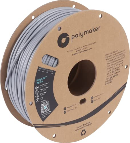 Polymaker PB01016 PolyLite Filament PETG hitzebeständig, hohe Zugfestigkeit 2.85mm 1000g Grau 1St.