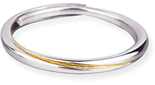 BCughia Fedine Fidanzamento, Anello Donna Vintage con Banda Semplice a Due Toni Argento Sterling Anniversario Anelli Regolabili per Uomo e Donna
