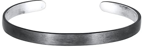 Kuzzoi Buddha Herren 6 mm Silber Armreif offen aus massiven 925 Silber | mattiert-oxidiert Basic Armband für Männer im Used Look breit