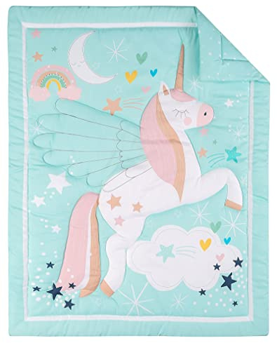HMtideby Djurtema baby småbarn filt täcke barnsäng täcke spjälsäng baby täcken för pojkar och flickor barnkammare säng överkast filt 84 x 107 cm, mint enhörning