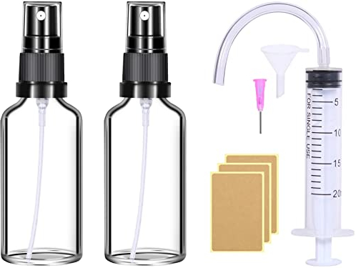 Nuts OT nuts Bottiglia Spray Vuota Boccette vetro 2Pcs Trasparente Flacone Spray Vuoto 50ml Riutilizzabili Spray Bottle Contenitore Spray vuoto Portatile Bottiglia Spray per profumi Oli essenziali