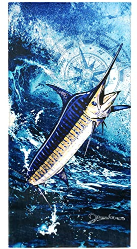 Beachland Blue Marlin Strandtuch, 76,2 x 152,4 cm, 100 % Baumwolle, Blau