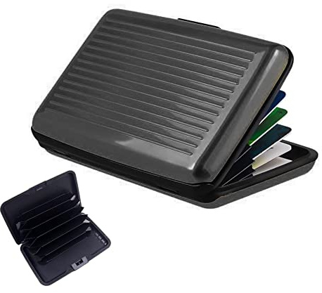 JeoPoom Kreditkartenetui aus Aluminium, Visitenkarten Etuis, Visitenkartenhülle für Aufbewahrung von Visitenkarten, Kreditkarten, für Damen und Herren(Schwarz)