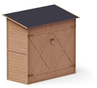 Upyard Geräteschuppen mit Regalsystem - Modernes Garten Gerätehaus aus Holz - Gartenhaus mit Satteldach, 150x70 cm, Imprägniert