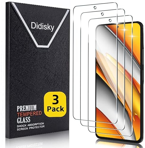 Didisky 3-Unidades Cristal Templado Protector de Pantalla para Xiaomi Poco F3, Xiaomi Mi 11i, Antihuellas, Sin Burbujas, Fácil de Limpiar, 9H Dureza,Transparente