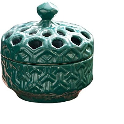 YLWX Ceramic Handmade Vintage Garlic Pot Hollow Storage Jar Ginger Onion Seasoning Saver Jar (Color : Green)