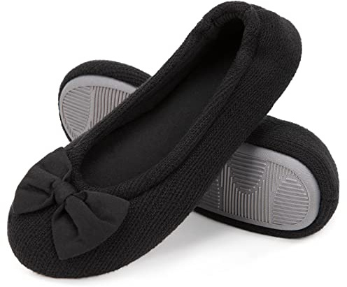 EverFoams chaussons ballerines femme coton, Noir, 40/41 EU