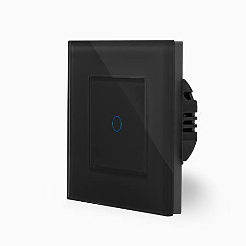 POINT einfacher Touch Wechsel Dimmer Lichtschalter Ein/Aus dimmbar 1-Fach im Glasrahmen in schwarz 1-Weg Glas Berührungs Wandschalter Wechselschalter zum dimmen von mehreren Orten Luxus-Time