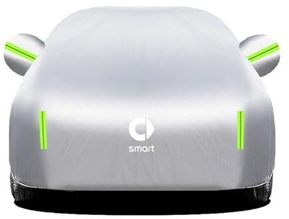 QCHIAN Autoabdeckung für Smart Fortwo Cabrio (A 450) 2000-2006, Auto Abdeckplane wasserdichte Hagelschutz Atmungsaktiv, Allwetter-Vollgarage Autogarage Abdeckung Staubdicht UV-Schutz,B Silver