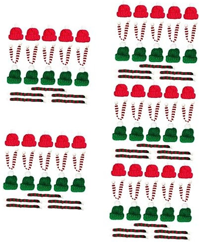 ifundom 5 Sets Miniatur-weihnachtsmannmütze Und Schal-set Dekoration Für Party Tassenüberzug Flaschenüberzug Entzückende Mini-weihnachtsparty-vorräte 20 Stück * 5