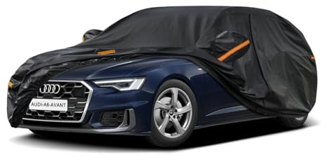 Kayme Kombi Autoplane Wasserdicht Atmungsaktiv für Audi A6 Avant Allroad (2004-2025), 7 Schichten Vollgarage Autoabdeckung für Sonne Staub Schutz Verkratzt, Autoabdeckung mit Reflektierenden Streifen.