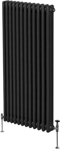 Radiatore Termosifone a 3 Colonne 1800mm x 562mm Moderno Centralizzato Nero in Acciaio Inox Verticale a Parete Cucina Soggiorno Bagno Kit di Fissaggio e Spazzola Inclusi