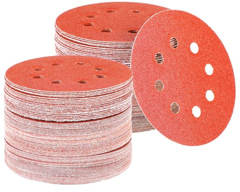 80 Pièces de Disque Abrasif 125 mm, Papier de Verre, Papier Poncage, Disque Poncage, 8 Holes, Disponible en Différents Grains, pour Ponceuse Excentrique 125 mm 10x Grains 40/60/80/100/120/150/180/240