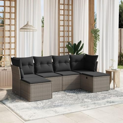Festnight Balkon Lounge Klein mit Stauraum Rattan Sofa Gartenlounge Gartensofa Lounge Sofa Outdoor Polyrattan Balkonmöbel Couch Gartenmöbel Grau 62 x 69 cm (B T H)