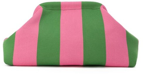 EVEOUT Knödel Clutch für Damen Gewebte Häkelarbeit Strand Urlaub Handtasche Stilvolle gestreifte Tasche für Abendessen Party