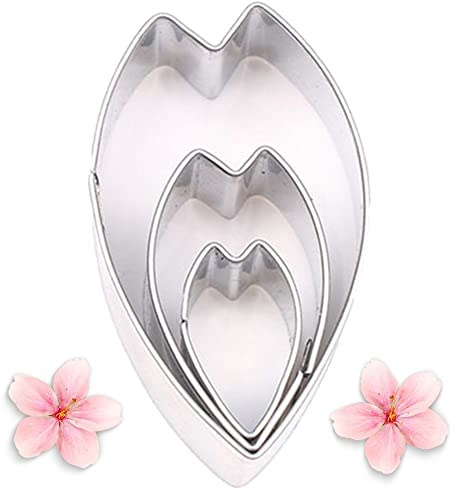 Lpitoy 3 Pièces Ensemble De Coupe-Fleurs De Cerisier en Acier Inoxydable Fleurs Pétale Emporte-pièce Moule Pâtisserie Forme De Coeur Moule De Cuisson Gâteau Fondant Outils De Décoration