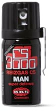 CS 3000 Reizgas Verteidigungsspray KO-Spray zur Selbstverteidigung CS Gas/Spray Abwehrspray gegen Personen zugelassen Personenabwehrspray Tränengasspray 18ml 40ml 50ml 400ml