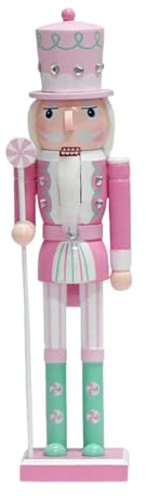 Milageto Figura de Juguete de Cascanueces de Navidad, Figura de Madera de 14,96 Pulgadas de Alto para Sala de Estar, Fiesta de cumpleaños, Chimenea, jardín, Rosa