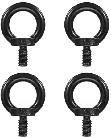 PATIKIL Lifting Eye Bolts M8 x 15mm, 4 Pcs 304 Stainless Steel Shoulder Ring Threaded Screw Machinery Shoulder Eyebolt for Lifting Hanging, Black