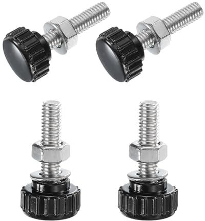 QUARKZMAN 4 Stück Rändelschraube mit Gewinde M6 x 25mm Rundkopfschraube mit Muttern Unterlegscheiben, Flügelschrauben Edelstahl 304 Klemmhebel 18mm Klemmknöpfe für Maschine