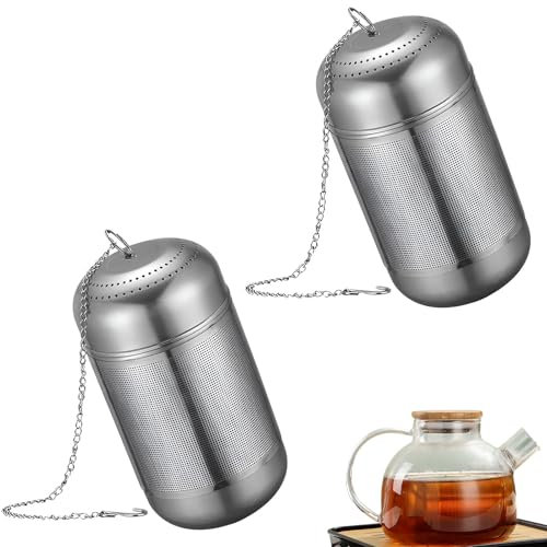 2 Stück Teesieb,Teesieb mit Kettenhaken,Teesieb Für Thermoskanne,Teeei,Teeei Für Losen Tee,Teeei Edelstahl,Teefilter,Tee Sieb,Teefilter Edelstahl,für Tassen,Teeflaschen