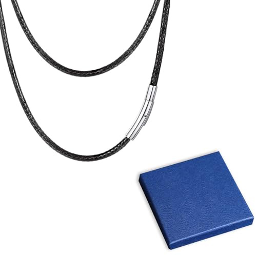 Läderhalsbandssnöre, 3 mm bredd Ringhållare Halsband Repkedja Läderhalsband för män Svart halsbandssnöre herrhalsband (56cm/22.05in)