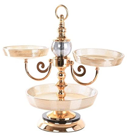 JYARZ Bread Basket Vegetable Rack Crystal Glass Fruit Bowls European-style Snack Plate Living Room Coffee Table Creative Candy Plate Double Dried Fruit Basket Decorative Fruit