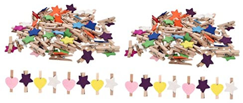 MAGICLULU 2 Set Fermaglio in Legno A Forma di Mini Clip Molletta Colorato Minuscolo Spille da Bucato Mollette Natalizie Piccole Mollette Artigianali Asciugatura Piccolo 100 Pezzi*2