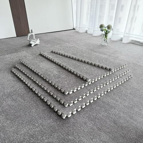 alfombra cuadrados, Tapete de espuma, losetas entrelazadas de pelo corto, tapete de juego tipo rompecabezas, alfombras suaves for trepar, for decorar la sala de juegos del hogar.(Gray,24x24inch)