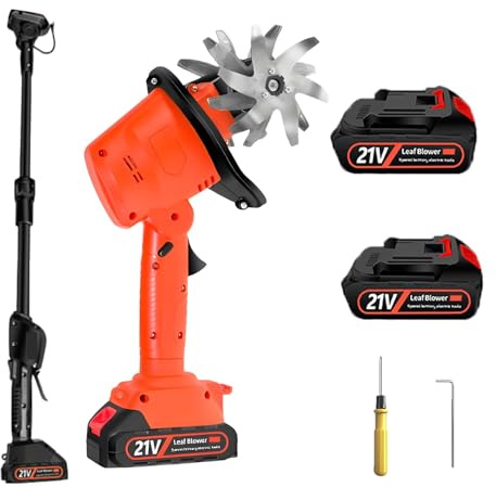 Cordless Handheld Cultivator, Garden Rotavator with 10cm Tilling Depth and 10cm Tilling Width, Electric Tiller with Battery, for Farm, Yard,With1.3mExtension-2batteries
