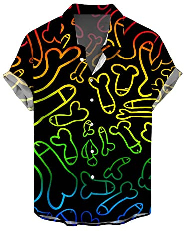 Chemise Hawaienne Homme Humour, Tenue Festival Chemise Homme Manches Courtes Funky Chemises Moche Pas Cher à 3D Imprimé Hawaiian Shirts Ete Casual pour Plage, Tee Shirts Humoristique Déguisement