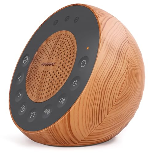 Housbay White Noise Machine, 35 sons apaisants, sons naturels pour s'endormir, avec minuterie de sommeil et design effet bois pour bébé et adulte