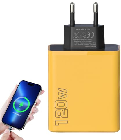 Mppchhn Cargador de teléfono Celular multipuerto, Cargador de Carga rápida multipuerto | Adaptador de teléfono Cargador de Pared USB de 120 W - Enchufe de Pared Compacto de Carga rápida