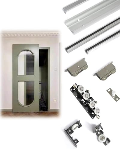 Sliding Door Kit Invisible Ghost Sliding Door with No Floor Track, Smoothly Ghost Gate Rail Hardware Kit 100 120 140 160 180 cm, Bypassing Bathroom Door Tracks(1000mm/39 inch)