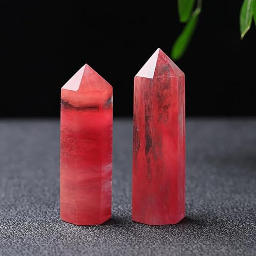 1 pieza de 9-10 cm de punta de cuarzo rojo for fundición, piedra de cristal, varita de gemas, torre de decoración del hogar