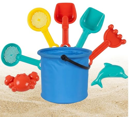 8Pcs Bucket and Spade Beach Set, Beach Toys Collection with Play Sand, Sand Toys for Outdoor Activities, Durable Construction for Long-Lasting Use
