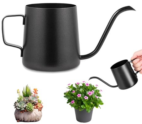Plant Watering Can, 250 ML Black Small Watering Can | Rustproof 304 Stainless Steel Long Spout Design, Suitable for Indoor Plants Outdoor Garden Succulents Bonsai Hanging Plants