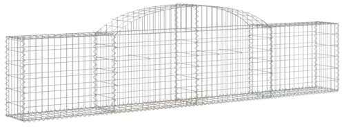 pokgdf Lot de 11 gabions à arc haut, 300 x 30 x 60/80 cm, en fer galvanisé pour barrières de jardin et brise-vue, comme mur décoratif insonorisant, en gabion résistant à la corrosion