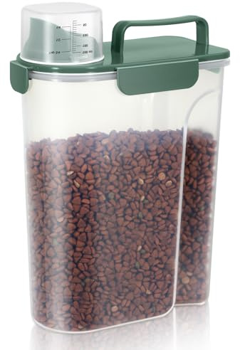5L Dog Food Storage Container BPA-Free Plastic Dry Food Container with Lid | BPA-Free Plastic Portable Dog Food Container Outdoor Indoor Easy-taking Good-sealing Large Storage Bin