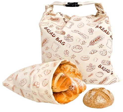 Beeswax Bread Bag, Bees Wax Bread Bag, Bread Bags Set, Reusable Eco‑Friendly Food Storage for Homemade Loaves and Toaster Use, Easy to Clean