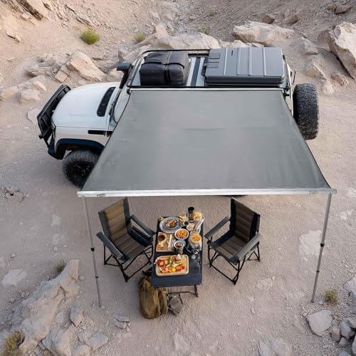 Toldo Retráctil, Toldo para Coche, Toldo Camper, Avance Furgoneta, UV50+ PU3000 Mm, con Accesorios Incluidos y Bolsa de Almacenamiento Impermeable(160x250cm/5.2x8.2ft)