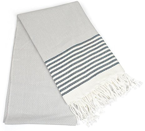 DII Peshtemal Toalla de baño turca súper Suave, Absorbente, de Gran tamaño, Manta y Franja para Silla, sofá, Picnic, Camping, Playa, Yoga, Pilates y Uso Diario, 99 x 180 cm, Rayas Marinas