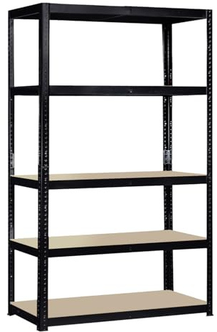 2 Bay 180cm x 90cm x 30cm, Black 5 Tier (175KG Per Shelf), 875KG Capacity Garage Shed Storage Shelving Units, 5 Year Warranty