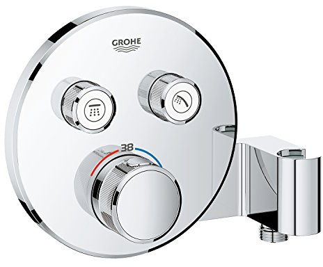 GROHE Grohtherm Smartcontrol Thermostat for Shower Or Bath, for Concealed Installation, with Two Valves and Integrated Shower Union Round Shape, Chrome 29120000