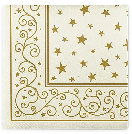 Sovie HORECA Weihnachtsserviette Liam in Champagner aus Linclass® Airlaid, winterliche Serviette stofähnlich, Weihnachten Adventszeit Weihnachtsfeier, 40x40cm, 50 Stück