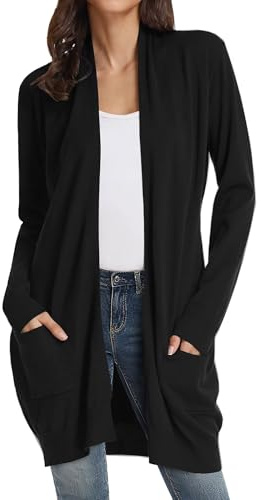 GRACE KARIN Long Cardigan for Women, Vacation Outfits for Women, Knit Open Front Winter Clothing for Women 2026 Trendy Black M