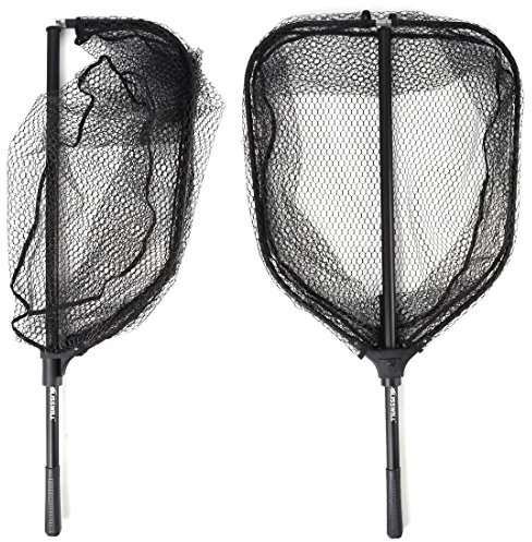 BLISSWILL Large Fishing Net with Handle Collapsible Fish Landing with Extendable Handle Knotless Nylon Fishing Safe Fish Net Durable Telescopic Dip Foldable