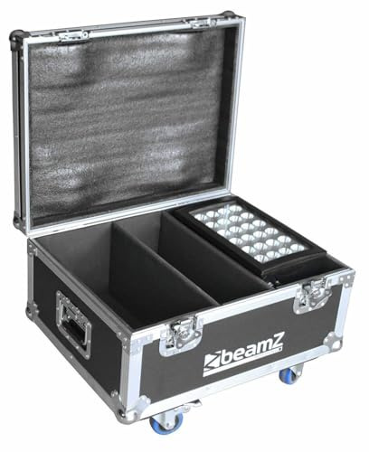 BeamZ Professional FL2 DJ Lighting Flight Case - Portable Storage Transport Box for Star-Color 240 & Star-Color 360 Wash Lights, Aluminium Frame, Foam Padding & Butterfly Locks, Black